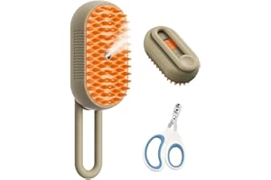 DGMYFY Spazzola a Vapore per Gatti e Cani, Spazzola a vapore per animali domestici 3 in 1 per Massaggio di Bellezza Detergente, Spazzola con Vapore per Cani a Pelo Lungo, Tagliaunghie Gatto Domestici