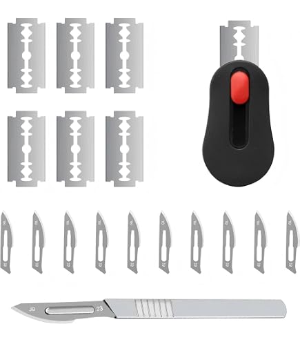 Mispudin Set di 6 Taglierino per Pane - incl. Lama per Pane con 10 Lametta Sostituibili & Custodia Protettiva, Frusta Danese a Mano, 2 Spatola per Pasta, Pennello, Accessori per Panificazione