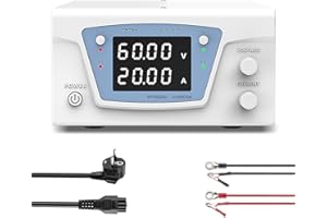 WANPTEK POWER Alimentation de Laboratoire 60V 20A 1200W, Alimentation Haute Puissance, Alimentation Stabilisée Réglable avec Protection OCP/Output et Affichage LED 4 Chiffres Haute Précision