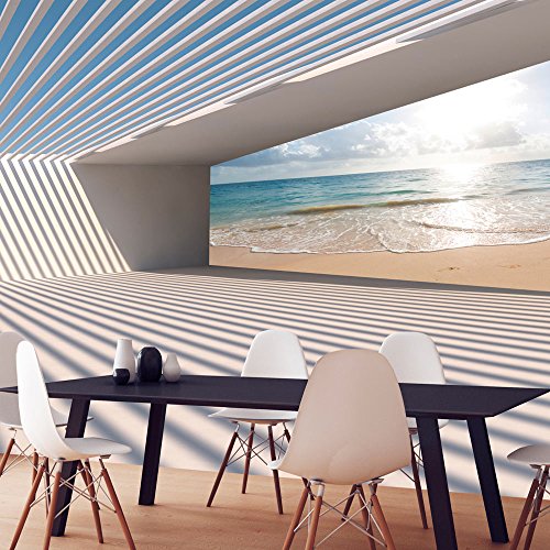 FOTOTAPETE 350x245 cm - VLIES TAPETE PREMIUM - PROFI QUALITÄT - Top moderne Wanddeko - Riesen Wandbild - Top Design Tapete - Neue exklusive Edition mit noch besser Druckauflösung - Deutsches Premium Vlies - Strand Natur Landschaft Meer Himmel Architektur c-B-0096-a-a