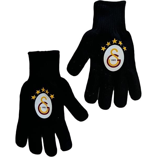 Gök-Türk 3 Teiliges Set aus Beanie Mütze, Halsschal und Handschuhe mit Logo Galatasaray GS - schwarz