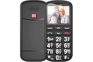 Ufferson Seniorenhandy mit Großen Tasten | Dual SIM Mobiltelefon Ohne Vertrag mit 1.7 Zoll LCD | SOS-Funktion | GSM Tastenhandy mit Taschenlampe | Ladestation | Standard SIM Slot | Schwarz