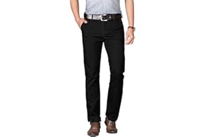 Misfuso Pantalon Homme Anti-Rides 100% Coton Taille Normale Tube Droite Décontracté avec Poches