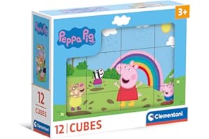 Clementoni Peppa Pig 12 Würfel Puzzle Kinder - Geschicklichkeitsspiel für Kinder ab 3 Jahren - Sensorik- & Motorikspielzeug 41195