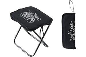 FILOEEX Small Portable Folding Stool,Folding Camping Stool,Fishing Chair,Camping Folding Chairs,Mini Slacker Stool,Lightweight Foldable Footstool for Camping,Fishing,Picnic,Travel,with Carry Bag (BLACK)