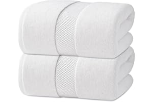 Infinitee Xclusives Premium Bath Sheets Set of 2 Extra Large Bath Towels (90x180cm), 100% Cotton Super Absorbent, Quick-Dry Bath Sheet for Hotel & Spa |Brilliant White|