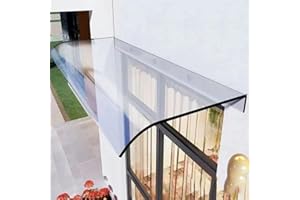 ZLOVNE Tettoia per Porte e Finestre Resistente ai Raggi Uv,Pensilina Tettoia per Porta Balcone Esterno,Tendone in Policarbonato Trasparente Tendalino per Finestra Antivento (40x120cm/16"x47")