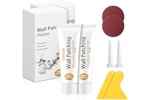 DBTW 100 g de mastic blanc intérieur – 2 kits de réparation murale pour le remplissage des trous muraux, 2 lames de traction, 2 papiers abrasifs, 2 rallonges de buse, remplissage de trous de mur blanc pour