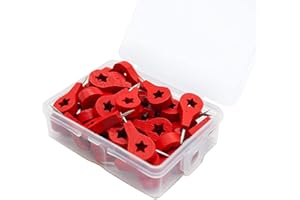 TOOLOFLIFE 80 puntine rosse in legno con mappa del mondo per pollice, design a stella/freccia, per bacheche in sughero, immagini