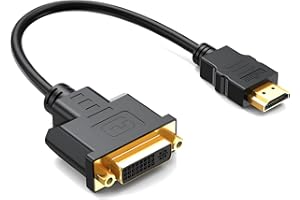 MMOBIEL Adaptador de Cable HDMI a DVI - Bidireccional - DVI-I Hembra de Doble Enlace a HDMI Macho - Cable Convertidor Compatible con Monitor, PC, TV, Proyector - 1080p Full HD 60Hz - Dorado - 0,3 m