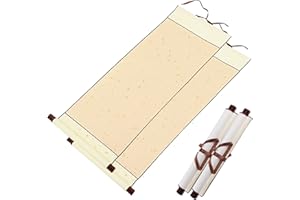Hugwish 2pcs Chinesische Schriftrolle Kalligraphie Leere Hängende 80x30cm, Schriftrolle Reispapier für Chinesische Kalligrafie Malerei (golden)