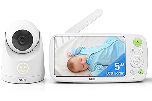 GHB Babyfoon met Camera 5 inch HD 1080P 4000 mAh-accu 24/7 VOX-modus 4x Zoom Tweerichtingsgesprek Nachtzicht Bereik 300 meter