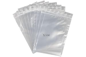 ESTENAT Sachet zip en plastique transparent de qualité alimentaire et refermable pour bonbon, biscuit. Lot de 100 sachets robustes 50 microns. (8cm X 12cm)