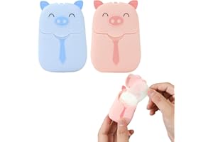 CRLLDPM Boîte de 2 Savon en Papier Jetable Mini Savons en Papier Portables 100 Feuilles de Savon en Papier Flocons de Savon pour Voyage, Camping, Toilettes Extérieures, Lavage des Mains avec Boîte