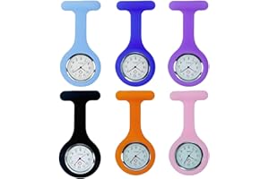 BDBFPAN 6 Stück Schwesternuhr,Silikonmaterial Krankenschwester Uhr Durch Eine Nadel Tragen Krankenschwester Zubehör Hängeuhr Taschenuhr Zubehör Uhr
