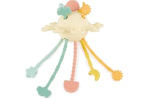 Bieco Silicona Activity Planet Banana | Montessori Juguete Bebé 1 año | OVNI Juguete de motricidad para bebés | Cuerda de tracción de silicona Juguete a partir de 1 | Montessori Juguete de silicona