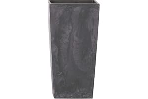 Maceta alta 26,6 L Prosperplast Urbi Square Effect de plástico CON depósito en color Antracita, 50 (alto) x 26,5 (ancho) x 26,5 (profundo) cms