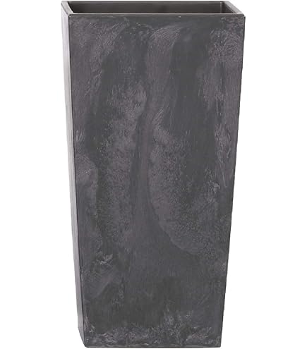 Prosperplast Vaso per Piante Terra Quadrato con Sottovaso 3,5L, Misure: 19 x 19 cm, Colore: Antracite