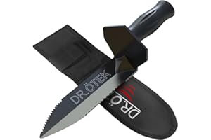 DR.ÖTEK Metal Detector Heavy Duty Double Serrated Shovel and Trowel with Carry Sheath – Durable Metal Detecting Digging Tool for Treasure Hunting, Gardening, Camping, and Landscaping