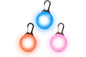 NINVVS 3 Pieces of Pet Luminous Collars, Clip-On Dog Tag Lights, Night Flashing Pendants, Outdoor Lighting, 3 Lighting Modes, Suitable for Running and Walking Dogs in the Dark