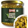 Devavo Green Chilli Pickle 450 g | Traditional Grandma's Recipe | Handmade with Love | Sun Dried Green Chillies | No Artificial Colour & Flavour