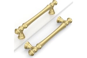Coinkoly 10 Pack Brushed Gold Cabinet Pulls - 128MM Hole Centers Kitchen Cabinet Handles - UK0001