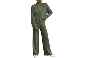 ULLIAN Conjunto De Punto Suave Y Cómodo Pantalones De Pierna Ancha Conjunto Elegante Mujeres Tejer 2 Piezas Conjunto Jersey De Punto Funky Suéter Mujer Invierno B1N