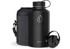 BUZIO Vacuum Insulated Stainless Steel Water Bottle 64oz (Cold for 48 Hrs/Hot for 24 Hrs) BPA Free Double Wall Travel Mug/Fla