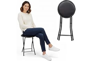 EPISENT Folding Stool for Adults & Kids – Compact Fold Up with Sponge Padding, Steel Frame & Non-Slip Feet – Lightweight Camping Stool for Indoor Outdoor Travel, Office, Garden & Kitchen Use (1,BLACK)