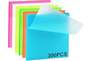 Notas adhesivas transparentes, Gelanty 300 hojas transparentes resistentes al agua, para oficina y estudiantes, 6 juegos de 50 post-its, 75 x 75 mm (300)