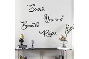 LARBER Relax Soak Unwind Breathe Wall Decor Metal Letters Wall Art Hanging Decorative Letters for Living Room Bedroom Laundry Bathroom Spa Washroom Decorations, Black