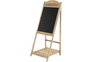 YUMYOLK Pizarra Caballete Madera de Tiza, 110x42cm Grande Pizarras Negra Pie Cara de Menu de Publicidad para Bar Hosteleria Restaurante Anuncios - Colore del legno
