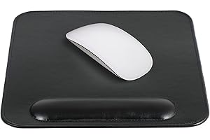 LONDO Leather Mouse Pad with Wrist Rest (Black with Black Stitchings)