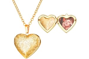 U7 Collana con Foto Personalizzata Medaglione, 9 Stili Ciondolo Portafoto Cuore Heart Locket, Argento Rosa Oro Foto Collana Portafoto Apribile, Idee Regalo Originali Collana Mamma Donna Ragazza