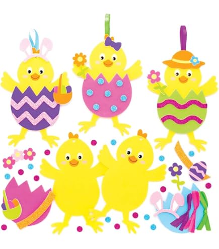 HERZONE Kit de bricolage de Pâques pour enfants - Décoration de Pâques - Pendentif - Autocollant de Pâques - Forme d'œufs de lapin - Accessoires de bricolage (B