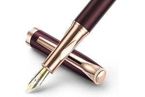BOCIYER samurai Fountain Pen Set,Hand Polished Medium Titanium Tip,Calligraphy Nib(Bent Nib),Includes 8 Ink Cartridges,Ink Refill Converter*2 And Gift Box,Best Pen Gift Set for Men & Women(Dark red)