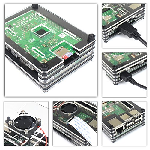 Kit Caja Para Raspberry Pi 3 Modelo B  Plus Carcasa con 5V 2 5A Alimentaci  n con ON OFF Interruptor Ventilador Disipadores de Calor  negro 
