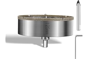 PHMNZIP Scie Cloche Diamantée 125 mm Avec Foret Guidage de Centrage Ouvre Trou en Verre Foret Diamant Trepans pour Carrelage Trépan Diamant pour Carrelage, Porcelaine, Verre, granit, Marbre et Céramique