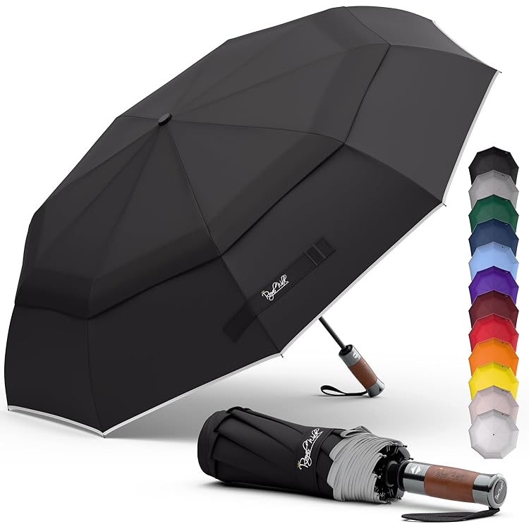Parapluie Automatique Coupe-vent - Grand Auvent De 85 Cm, 16 Baleines, Poignée En J, Idéal Pour Voyage Et Quotidien