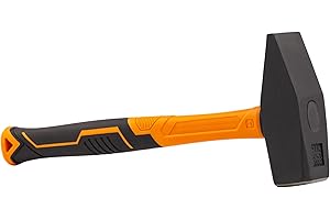 Mivos Martello da Fabbro 2000 g - Martello da Meccanico con Testa Forgiata in Acciaio e Manico in Fibra di Vetro - Martello da Falegname con Manico Ergonomico Antiscivolo - Tipo Tedesco