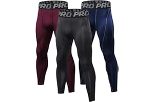 LANBAOSI Lot de 3 Leggings Compression Homme Thermique sous-Vêtement Caleçon Long Hiver Chaude Couche de Base Pantalon