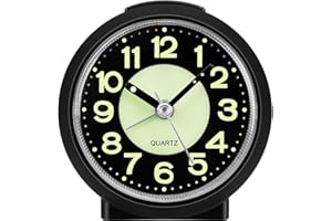 Jcobay Analogue Alarm Clock Simple Alarm Clocks Bedside Non Ticking Battery Powered Luminous Silent Clock with Snooze Light Glow in the Dark Table Clocks for Bedrooms Heavy Sleepers Desk Office Travel