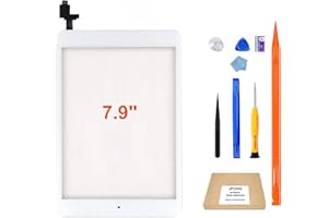 JPUNG Digitalizador para iPad Mini 1/Mini 2 Pantalla táctil, para A1432 A1454 A1455 A1489 A1490, con botón de inicio, kit de reparación completo