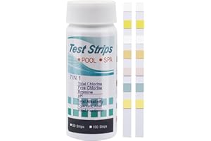 OLDMOOM Bandelette de Test pour Eau de Piscine,Kit D'analyse Rapide Pour Bassin 100 Pièces - Set de Multifonctionnel à Résultats Immédiats pour Bassin, Eau Douce, Eau Salée et Spa