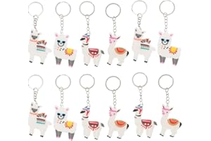 Amosfun Alpaca Keychain for Alpaca Theme Party Favours, School Carnival Reward Party Bag, Gift Filler, Pack of 12