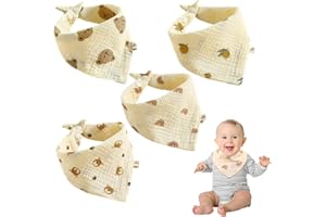 RVYEIOP 4 baberos de bebé, suaves y absorbentes, de muselina, baberos para las babas y pañales con botones a presión para bebés y niños pequeños