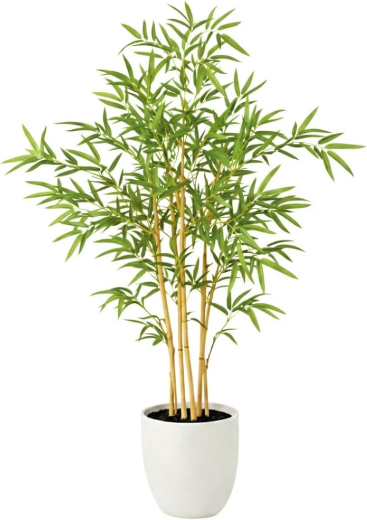 edihome, Planta Artificial Grande, Bambú Artificial 120 cm, Decorativas, Árbol, Decoración Hogar, para Interior, Oficina, Hoteles, Eventos – Planta Realista con Cañas Naturales y Verde (Bamboo, 120)