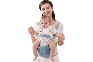 SONARIN Traspirante Semplice Hipseat Marsupio,Marsupio Neonati con Sedile Multifunzionale Portantina Ergonomico Porta Bambino Fascia Porta Bebè per Neonati Bambini 0-36 Mesi(Blu)