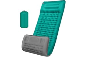 Howala Self Inflating Camping Mat Ultralight Connectable Sleeping Mat with Built-in Foot Pump Thickness Inflatable Camping Mattress Camping Air Bed Pad+Pillow for Hiking, Peacock Blue+Gray