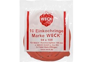 Weck - Anneaux de conservation en caoutchouc rouge 94 x 108 mm - 10 pièces - Pour bocaux Weck - Fermeture hermétique avec pince - Dishwasher et Microwave safe